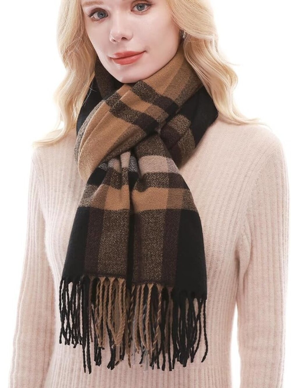 RIIQIICHY Plaid Scarf for Women Fall Winter Pashmina Scarves Wraps for Cold Weat